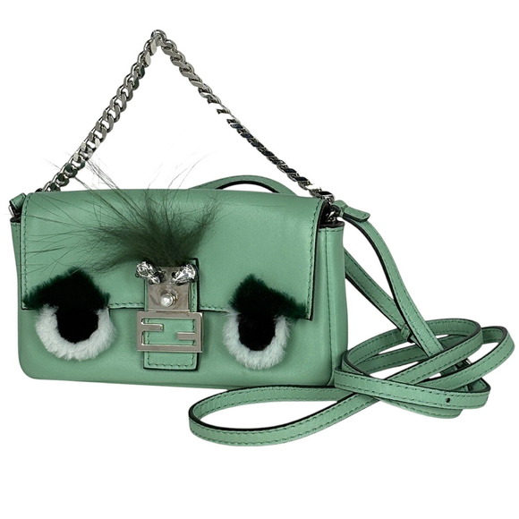 Fendi Handbags - Fendi Baguette Monster Bag Bugs Shoulder Leather Green